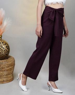 women relaxed fit culottes with waist tie-up
