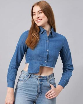 women relaxed fit denim shirt