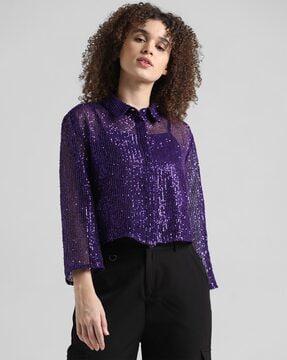 women relaxed fit embellished shirt