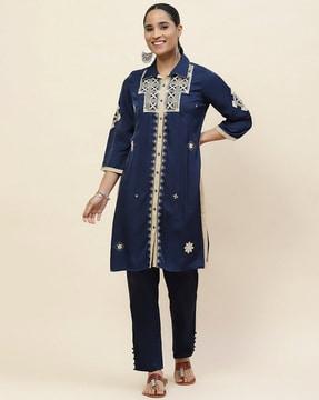 women relaxed fit embroidery tunic