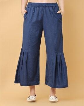 women relaxed fit flared trousers