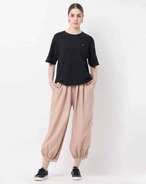 women relaxed fit flared trousers