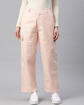 women relaxed fit flat-front cargo pants