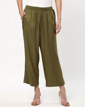 women relaxed fit flat-front culottes