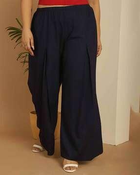 women relaxed fit flat-front palazzos