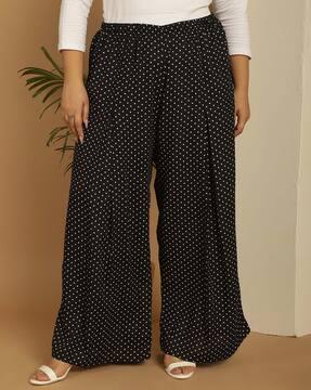 women relaxed fit flat-front palazzos