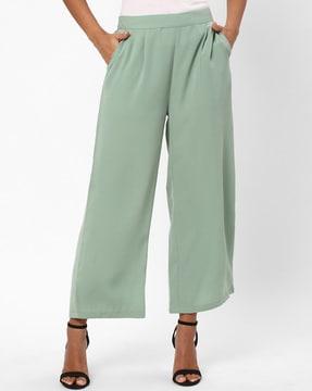 women relaxed fit flat-front pants