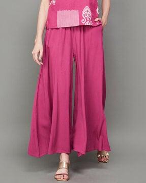 women relaxed fit flat-front pants