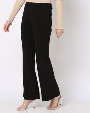 women relaxed fit flat-front pants