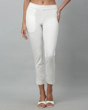 women relaxed fit flat-front pants