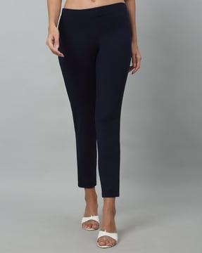 women relaxed fit flat-front pants