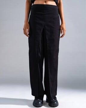 women relaxed fit flat-front pants