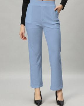 women relaxed fit flat-front pants