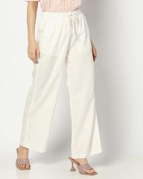 women relaxed fit flat-front pants