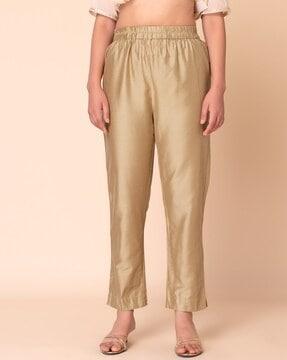 women relaxed fit flat-front pants