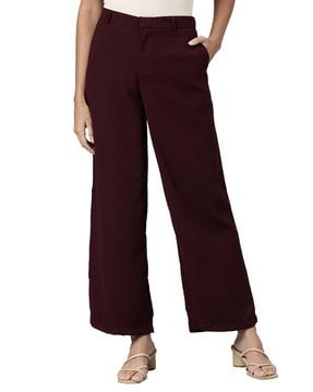 women relaxed fit flat-front pants