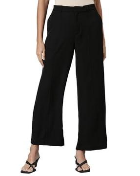 women relaxed fit flat-front pants