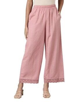 women relaxed fit flat-front pants