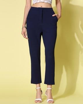 women relaxed fit flat-front pants
