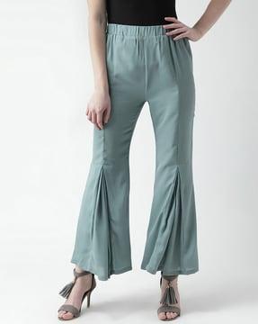 women relaxed fit flat-front pants