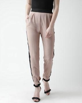 women relaxed fit flat-front pants