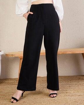 women relaxed fit flat-front pants