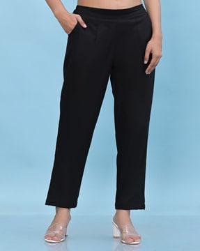 women relaxed fit flat-front pants