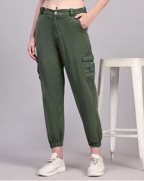 women relaxed fit flat-front trousers