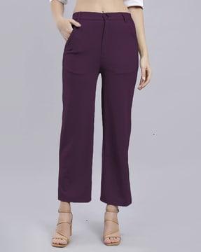 women relaxed fit flat-front trousers