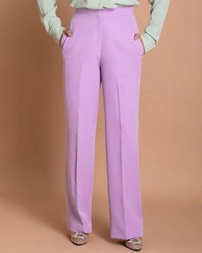 women relaxed fit flat-front trousers