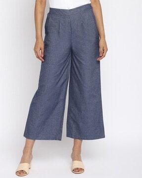 women relaxed fit flat-front trousers