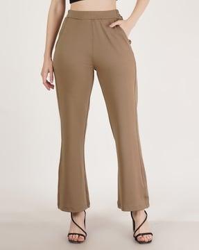 women relaxed fit flat-front trousers