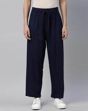 women relaxed fit flat-front trousers