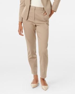 women relaxed fit flat-front trousers