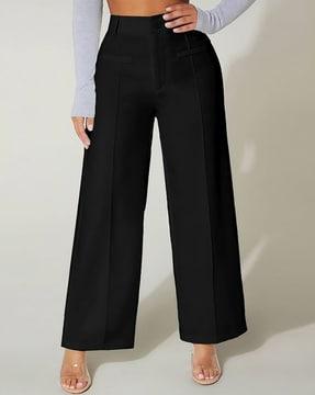 women relaxed fit flat-front trousers