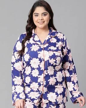 women relaxed fit floral print shirt with spread collar