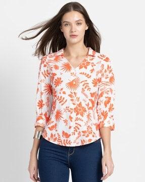 women relaxed fit floral print shirt