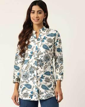 women relaxed fit floral print shirt