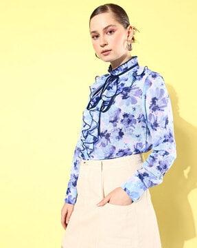 women relaxed fit floral print shirt