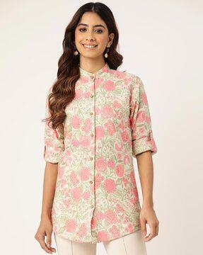 women relaxed fit floral print shirt