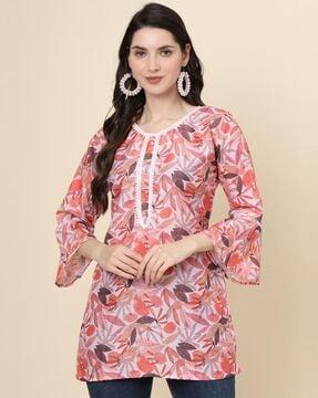 women relaxed fit floral print straight tunic