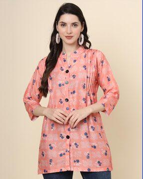 women relaxed fit floral print straight tunic