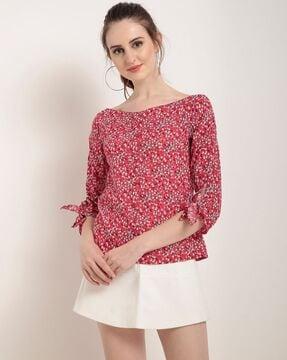 women relaxed fit floral print top