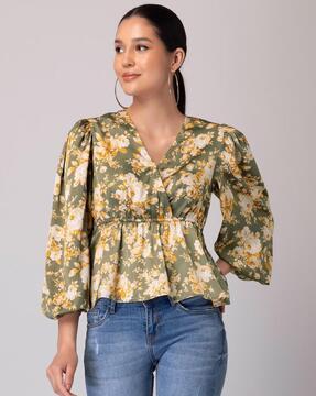 women relaxed fit floral print top