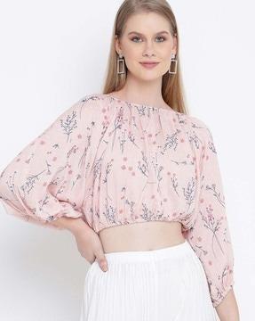 women relaxed fit floral print top