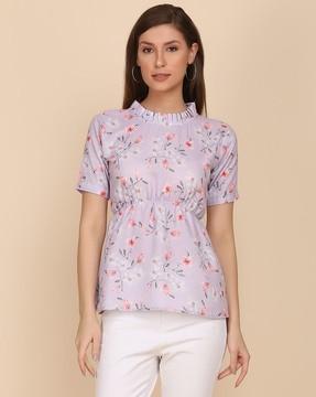 women relaxed fit floral print top