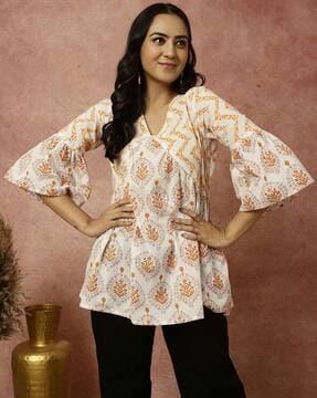 women relaxed fit floral print top