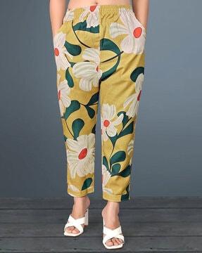 women relaxed fit floral print trousers