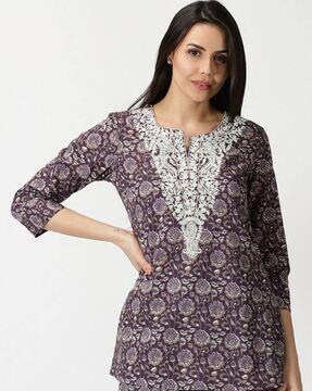 women relaxed fit floral print tunic