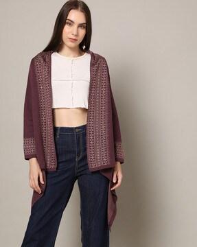 women relaxed fit front-open shrug